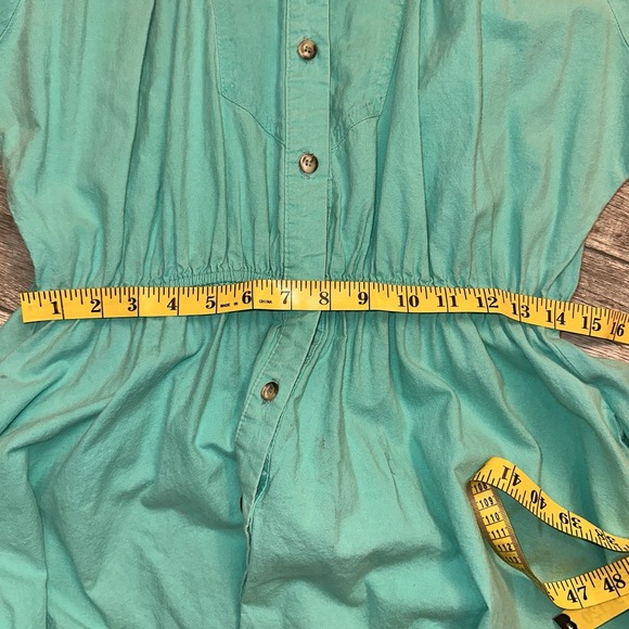 VINTAGE J. Ellis II Dress 80s 90s Shirt Dress Teal Button Down See Measurements - Picture 6 of 11